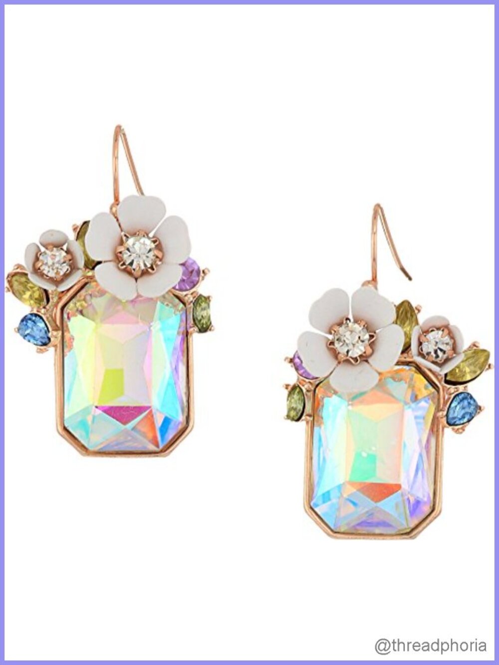 Betsey Johnson Flower Cluster Stone Drop Earrings